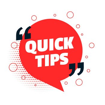 Quick helpful tips advice on white background