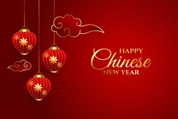 happy chinese new year greeting card red design