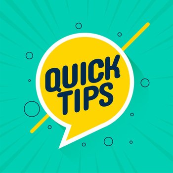 Quick helpful tips advice on blue background