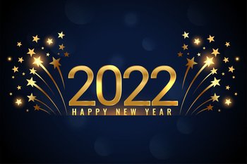 happy new year 2022 grand celebration flyer with bursting stars