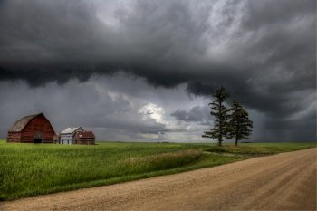 Major Saskatchewan storm in summer rural Canada
