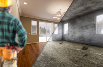 Contractor Facing Newly Remodeled and Raw Unfinished Room of House.