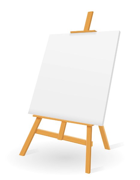 Wooden Paint Board With White Empty Paper Frame. Art Easel Stand With  Canvas Vector Illustration. White Blank Board On Wooden Tripod Royalty Free  SVG, Cliparts, Vectors, and Stock Illustration. Image 83879141.