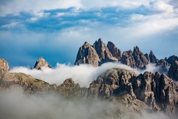 Scenic view of the beautiful landscape in the Alps, Beautiful nature of Italy Dolomites Alps.