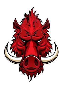 Red boar head for tattoo, sport team mascot or wildlife design. Red Boar Head Graphic