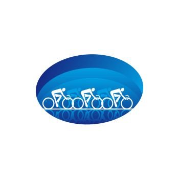 Sportsman on mountain bike isolated icon. Vector cyclist on bicycle, extreme sport racing. Person cycling on mountain bike, extreme sport