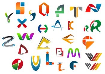 Set of alphabet symbols and icons from A to Z