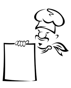 Chinese or japanese chef with blank menu
