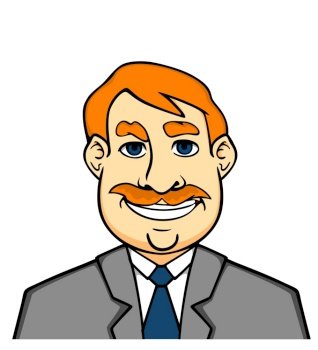 Adult smiling man in cartoon style for lifestyle design