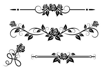 Rose flowers with vintage elements and borders