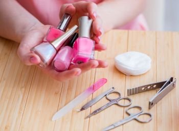 The beauty products nail care tools pedicure closeup. Beauty products nail care tools pedicure closeup