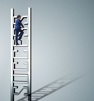 The businessman climbing the career ladder of success. Businessman climbing the career ladder of success