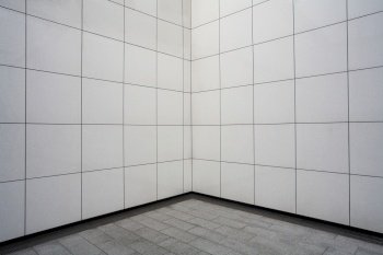 White tile wall in Metro station. Japan