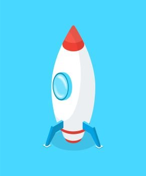 Launching rocket vector, business start up innovative idea isolated icon. Launcher of metal construction ready to explore space. Project beginning. Launching Rocket, Business Start Up Idea Isolated