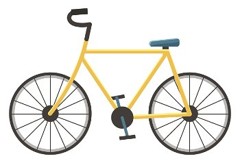 Bicycle consist of pedal and saddle, two wheels attached to frame, one behind the other. Isolated sport bike for active cyclist for offroad travel. Vector illustration on vehicle in flat style. Sport Bicycle Isolated, Vehicle for Transportation