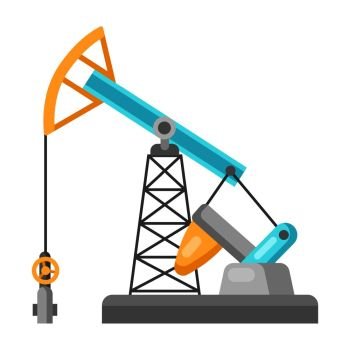 Illustration of oil pumpjack. Industrial equipment in flat style.. Illustration of oil pumpjack.