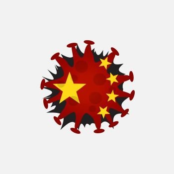 A large coronavirus bacterium against the background of the red flag of China. virus 2019-nCoV
