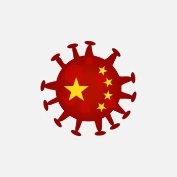 A large coronavirus bacterium against the background of the red flag of China. virus 2019-nCoV