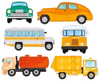 Cars,buses and other transport facilities of the special purpose. Transport facilities on white background is insulated