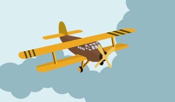Color model of an old plane flying in the sky through the clouds. Vector illustration. EPS10. Color model of an old plane flying in the sky through the clouds. Vector illustration