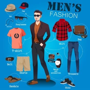 A vector illustration of men fashion infographic