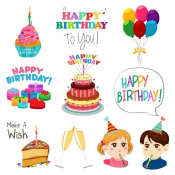 A vector illustration of Happy Birthday Design Elements