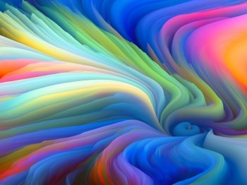 Color Storm series. 3D Rendering of colorful ridges of virtual paint to serve as wallpaper or background on the subject of art and design