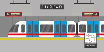 Subway station,city metro,flat vector illustration. Subway station,
