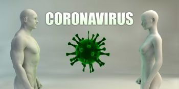 Coronavirus with Green Large Virus Infecting Droplets. Coronavirus