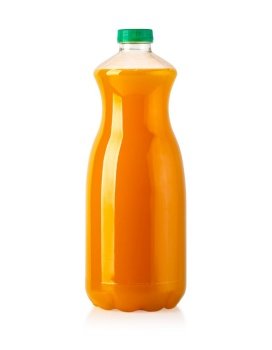 Orange Drink Soda bottle isolated on white background with clipping path
