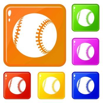 Baseball icons set collection vector 6 color isolated on white background. Baseball icons set vector color