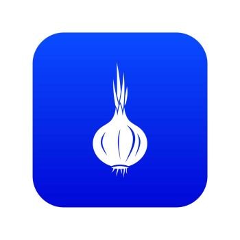 Onion icon digital blue for any design isolated on white vector illustration. Onion icon digital blue