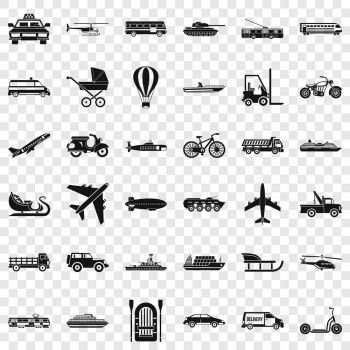 Driving icons set. Simple style of 36 driving vector icons for web for any design. Driving icons set, simple style