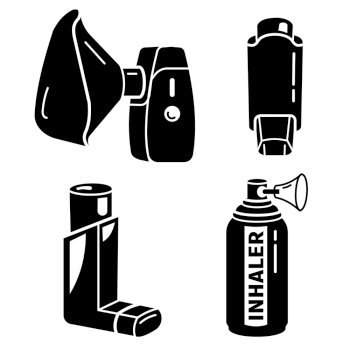 Inhaler icons set. Simple set of inhaler vector icons for web design on white background. Inhaler icons set, simple style