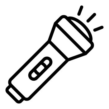 Flashlight icon. Outline flashlight vector icon for web design isolated on white background. Flashlight icon, outline style