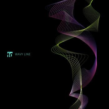 Abstract colorful wavy stripes lines on black background. Creative line art design elements. Vector illustration