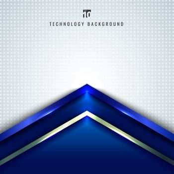 Abstract technology concept blue metallic angle arrow overlapping on white background with space for your text. Vector illustration