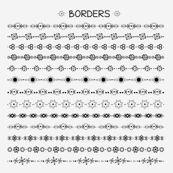 Set of hand drawn line borders. Vector illustration.