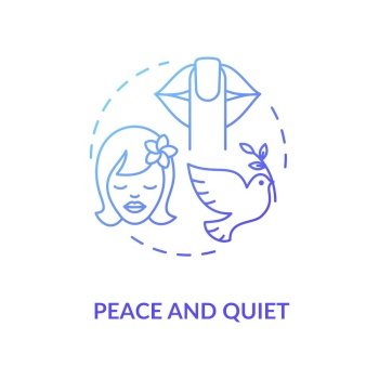 Peace and quiet blue concept icon. Stress relief. Tranquil mind. Psychological wellbeing and wellness. Mental health idea thin line illustration. Vector isolated outline RGB color drawing. Peace and quiet blue concept icon