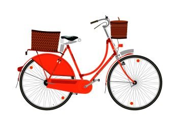 Side view of classic bike on a white background. Flat vector.	