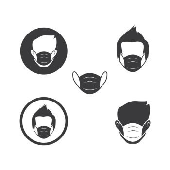 face man using pollution mask vector illustration 