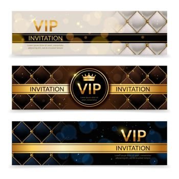 Vip banners. Premium invitation card, luxury golden and platinum design template, elegant glamour vip club party promotion flyer vector royal collection. Vip banners. Premium invitation card, luxury golden and platinum design template, elegant glamour vip club party flyer vector collection