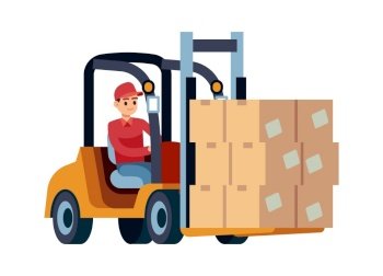 Loader with boxes. Worker carrying box or container, design for logistic transportation vector delivery concept. Loader with boxes. Worker carrying box or container, deliveries design for logistic transportation vector concept
