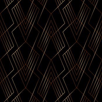 Elegant gold line geometric pattern on black background art deco style. Vector illustration