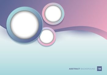 Abstract template pink wave shape with white circle on blue background. Vector illustration