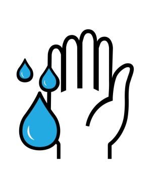 Hand and water drop line icon vector isolated on white eps 10. Hand and water drop line icon vector isolated on white