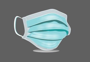 Details 3d medical surgical mask isolated on grey background. Vector illustration. COVID19 protection. Realistic mask to protect people from viruses and polluted air.