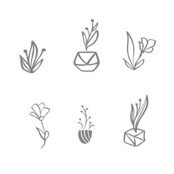 Set of vector scandinavian floral Logo. Hand drawn icon flower organic cosmetic, florist wedding, home decor.. Set of vector scandinavian floral Logo. Hand drawn icon flower organic cosmetic, florist wedding, home decor