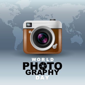 World photography day , event , vector, vintage camera, logo, Typography.
