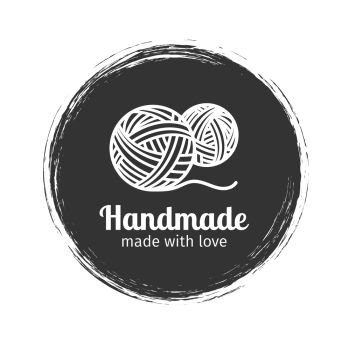 Handmade line vintage logo. Handmade retro badge or handmade outline label, vector illustration. Handmade line vintage logo